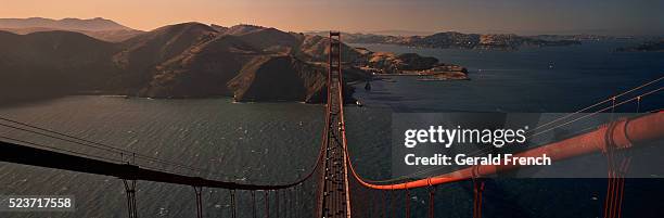 golden gate bridge's south tower view - golden gate bridge stock pictures, royalty-free photos & images