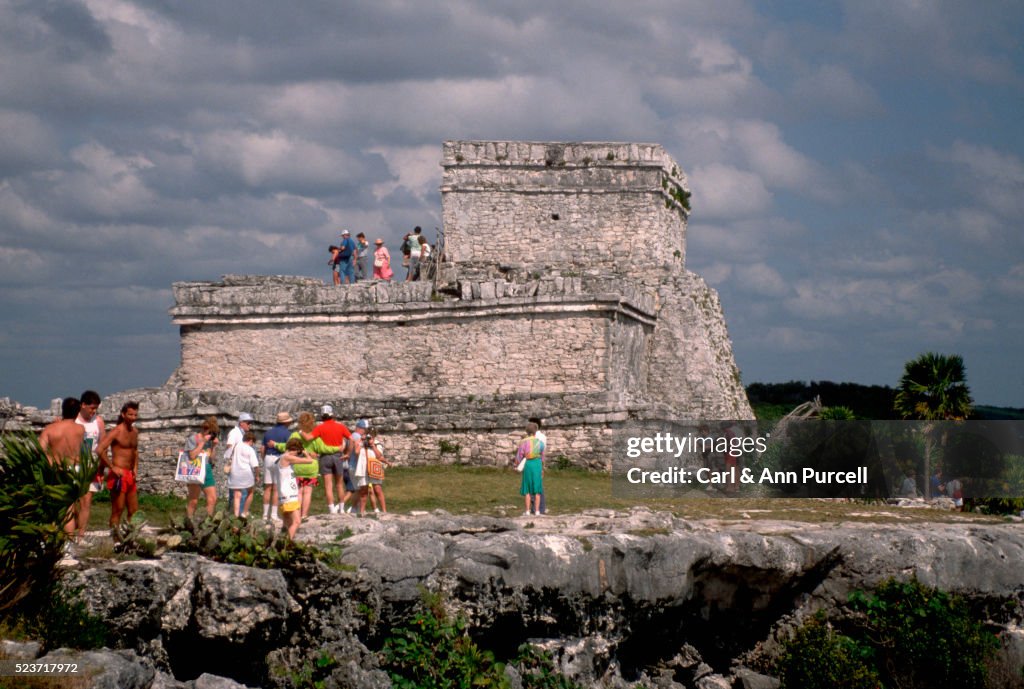 Mayan Ruins With Tourists, Mexico