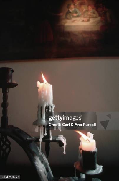 burning candles - candle holder stock pictures, royalty-free photos & images