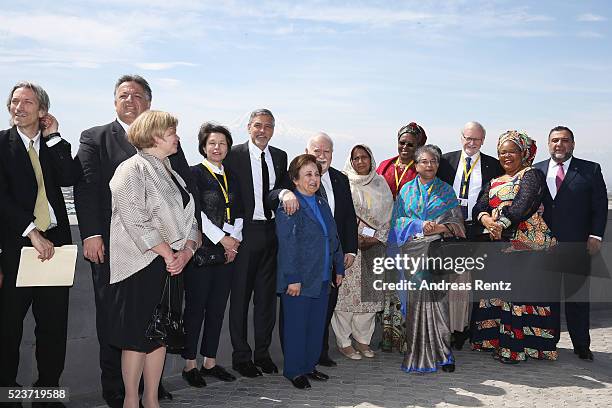 Aurora Prize Co-Founder Noubar Afeyan, composer and songwriter Marine Ales, Co-Chair George Clooney, Human Rights Lawyer and Iran's first female...