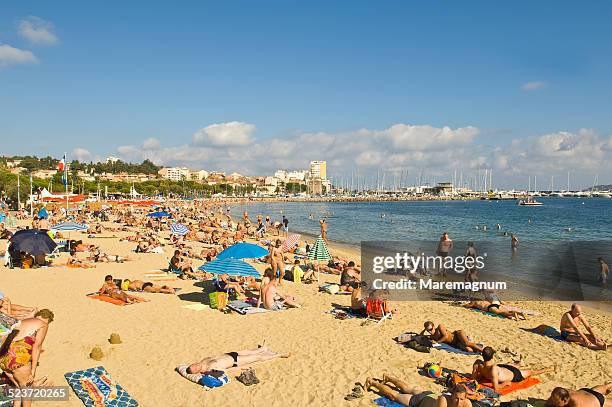 beach near the town - sainte maxime photos et images de collection