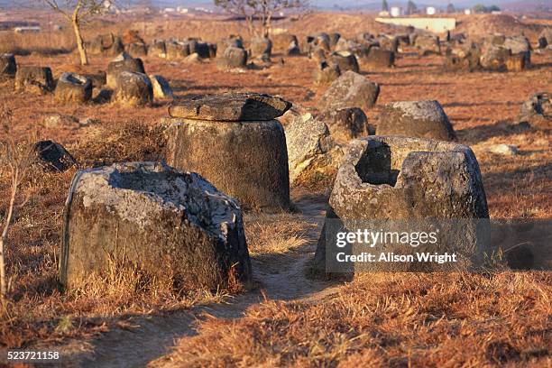 plain of jars - plain of jars stock pictures, royalty-free photos & images