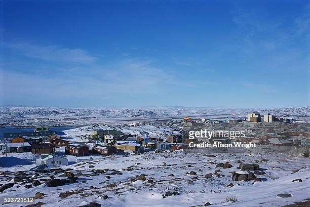 iqaluit under snow - iqaluit stock pictures, royalty-free photos & images