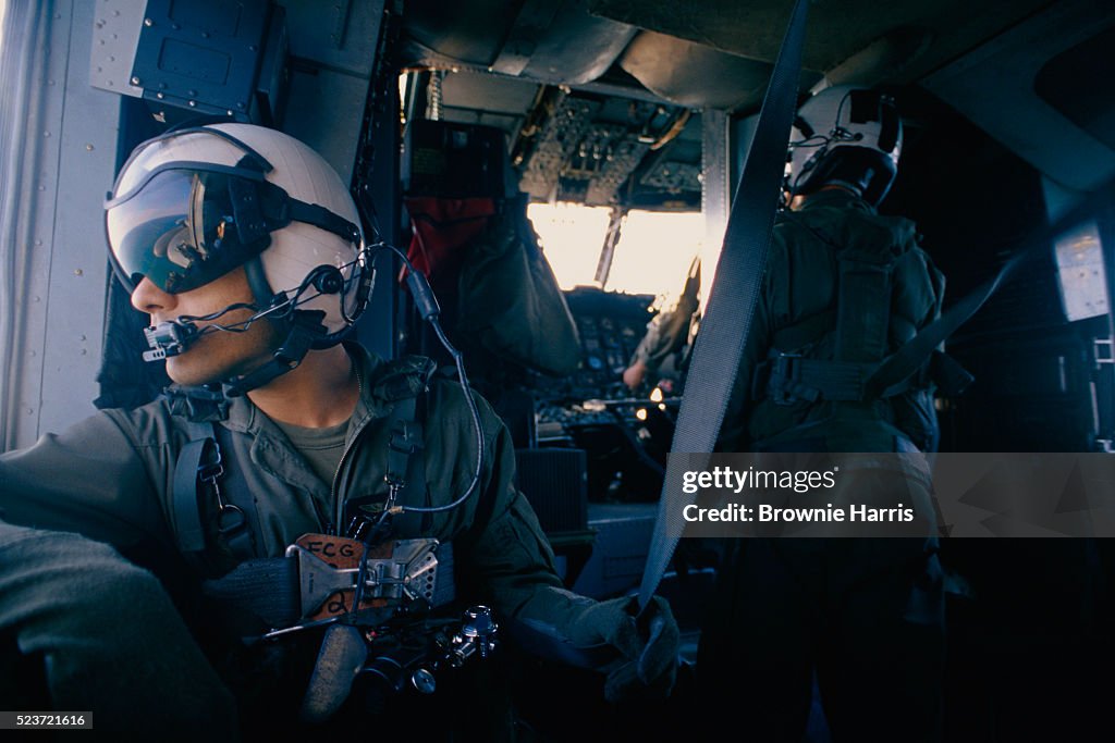 Marines Aboard Helicopter