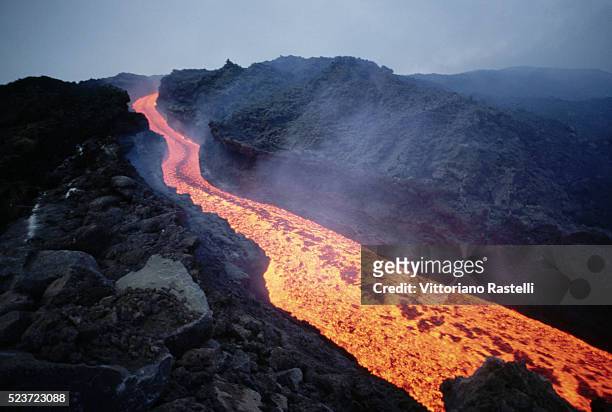 lava flow from mount etna - active volcano stock pictures, royalty-free photos & images