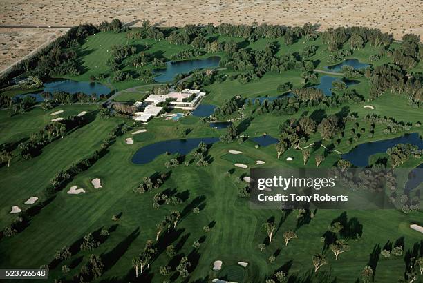 aerial view of golf course at sunnylands - sunnylands stock pictures, royalty-free photos & images