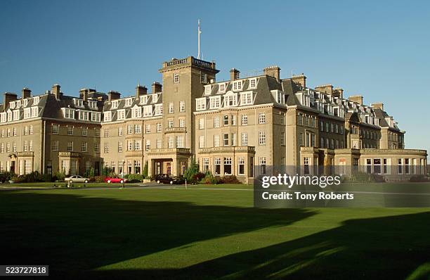 green lawn and the gleneagles hotel - gleneagles hotel and golf course stock pictures, royalty-free photos & images