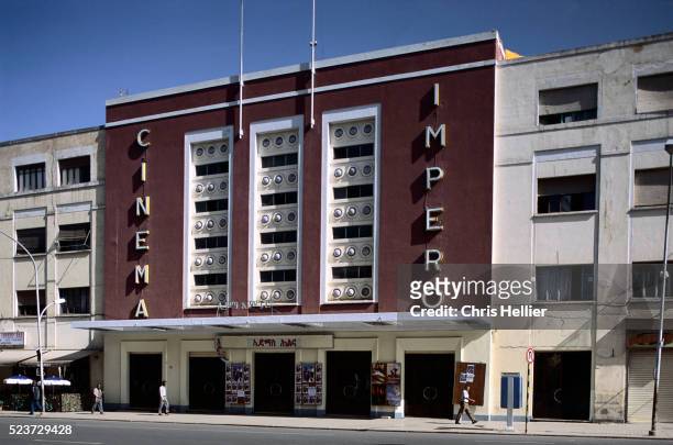 movie theater impero cinema - asmara eritrea stock pictures, royalty-free photos & images