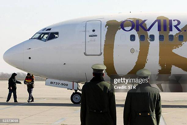 China's first private airline Okay Airways' Flight BK-2811, a Boeing 737-900 with 72 passengers on board, prepares for takeoff at Binhai...