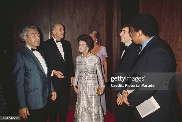 Guests at the opening of the John F. Kennedy Center for the Performing Arts in Washington, DC, 8th September 1971. Joan Bennett Kennedy is behind the...