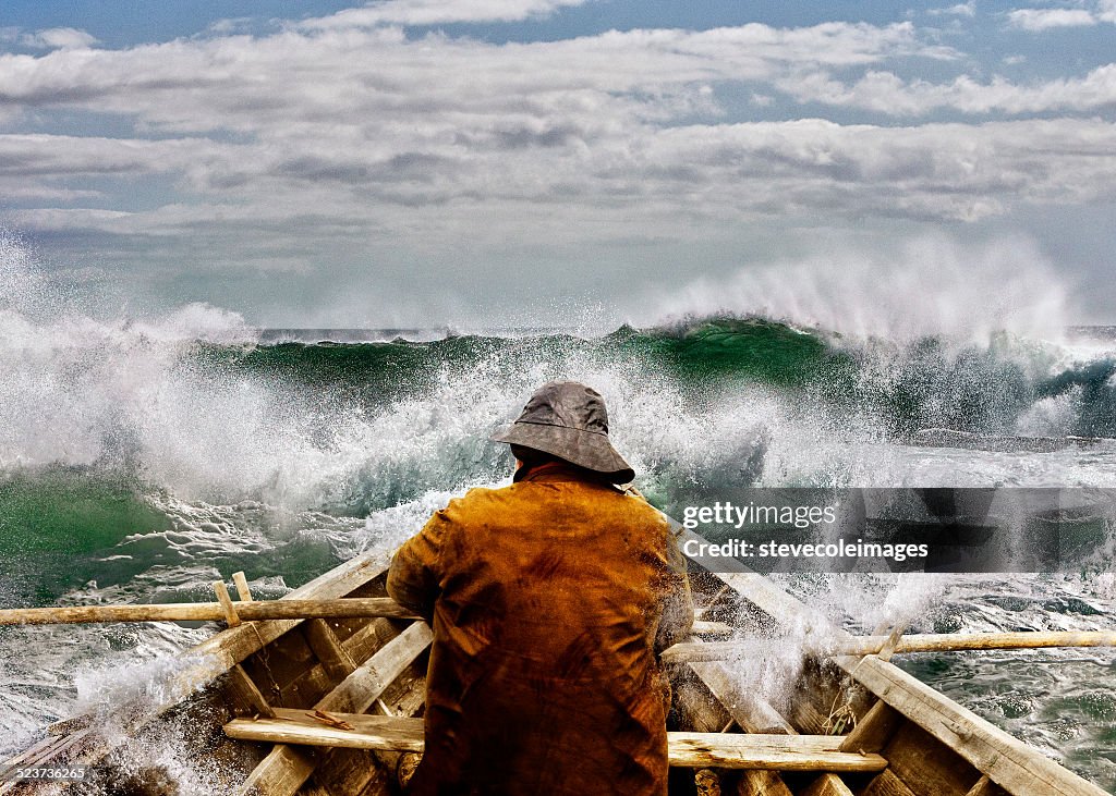 Old man and the Sea in a Skiff