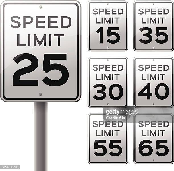 stockillustraties, clipart, cartoons en iconen met speed limit signs - number 65