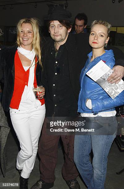 Model Kate Moss, musician Shane MacGowan and actress Samantha Morton attend the party to launch the "Hoping For Palestine" DVD at Westbourne Studios...
