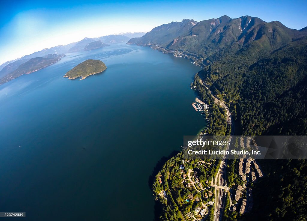Howe Sound Inlet Aerial View Of Howe Sound And Islands Bc High-Res Stock Photo - Getty ...