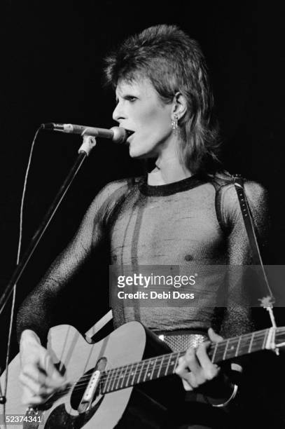 David Bowie on stage, in his last concert appearance as Ziggy Stardust, at the Hammersmith Odeon, London, 3rd July 1973.