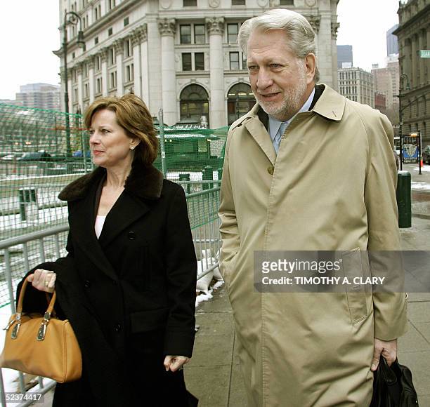 Bernard Ebbers, former CEO of WorldCom enters Manhattan federal court 11 March 2005 in New York with his wife Kristie on the 6th day of jury...