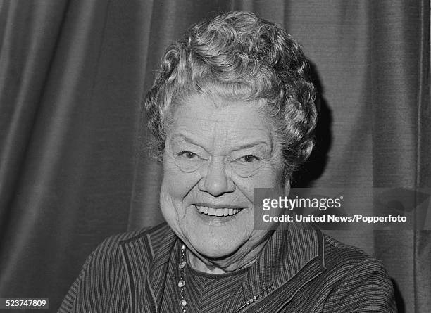 English actress Violet Carson who plays the character Ena Sharples in the long running television soap opera Coronation Street, posed on 12th October...