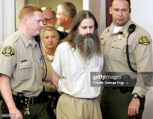 Accused kidnapper Brian David Mitchell is brought into court for his competency hearing March 11, 2005 in Salt Lake City, Utah. Mitchell is charged...