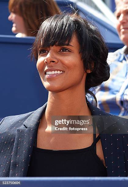 Shy'm, girlfriend of Benoit Paire of France attends day six of the Barcelona Open Banc Sabadell at the Real Club de Tenis Barcelona on April 23, 2016...