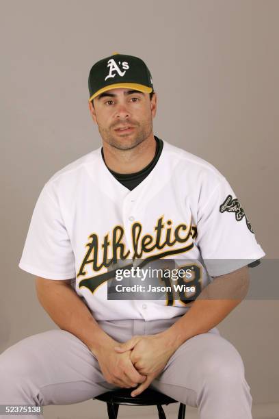 Jason Kendall of the Oakland Athletics poses for a portrait during photo day at Phoenix Stadium on February 28, 2005 in Phoenix, Arizona.