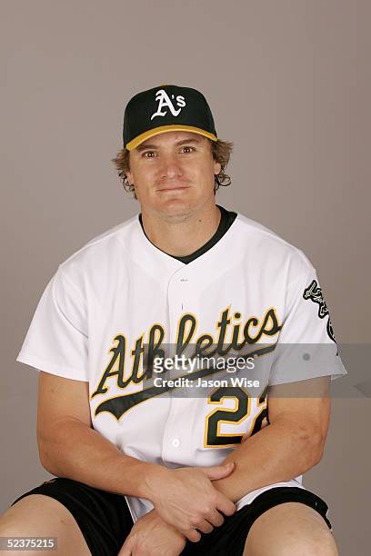 Eric Byrnes of the Oakland Athletics poses for a portrait during photo day at Phoenix Stadium on February 28, 2005 in Phoenix, Arizona.