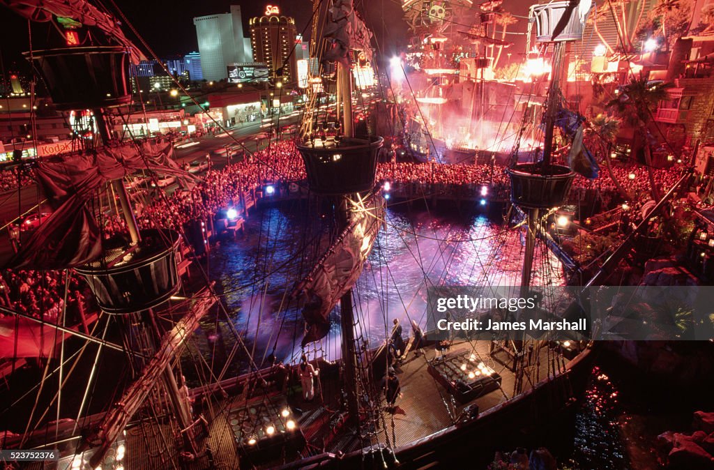 Pirate Ship Battle at Treasure Island