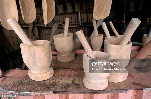 mofongo grinding bowls - mofongo stock pictures, royalty-free photos & images