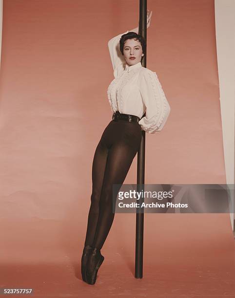American actress and dancer Cyd Charisse , circa 1955.