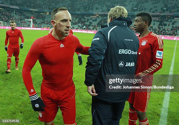 Bayern-Spieler Xherdan Shaqiri, Franck Ribery und David Alaba nach dem Bundesligaspiel FC Bayern Muenchen gegen die SpVgg Greuther Fuerth am 19....