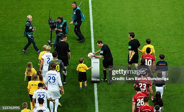 Referee Florian Meyer is seen during the Bundesliga Playoff second leg match between 1. FC Kaiserslautern and 1899 Hoffenheim at Fritz-Walter-Stadion...