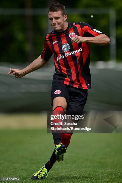 Alexander Meier in action during Eintracht Frankfurt Media Day for DFL on July 12, 2013 in Frankfurt am Main, Germany.