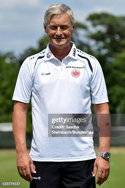 Head coach Armin Veh poses during Eintracht Frankfurt Media Day for DFL on July 12, 2013 in Frankfurt am Main, Germany.