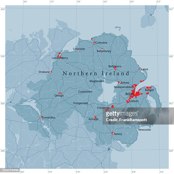 northern ireland vector road map - northern ireland vector stock illustrations