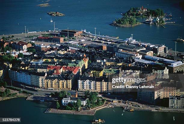 aerial view of helsinki - helsinki urban stock-fotos und bilder