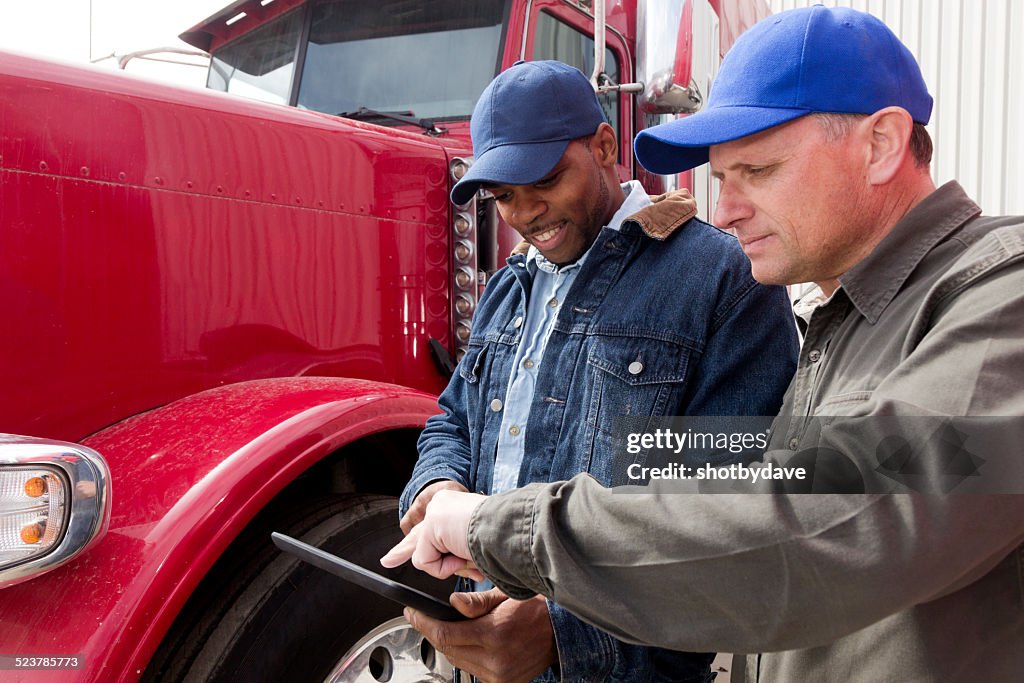 Os camionistas e Tablet computador