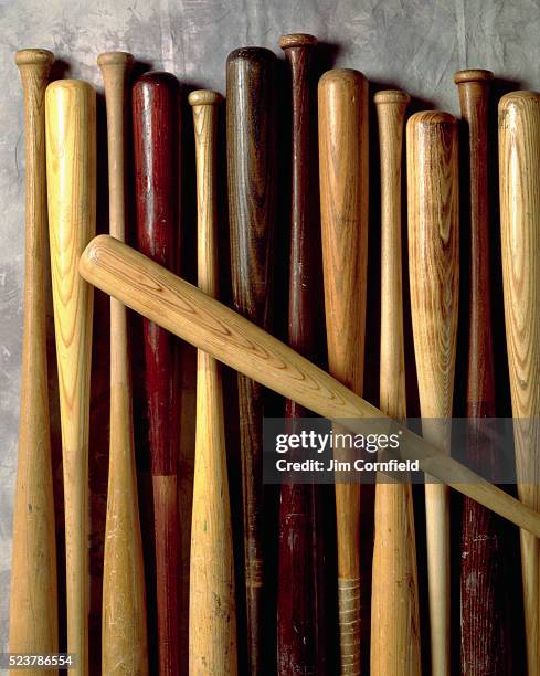 baseball bats - baseballschläger stock-fotos und bilder