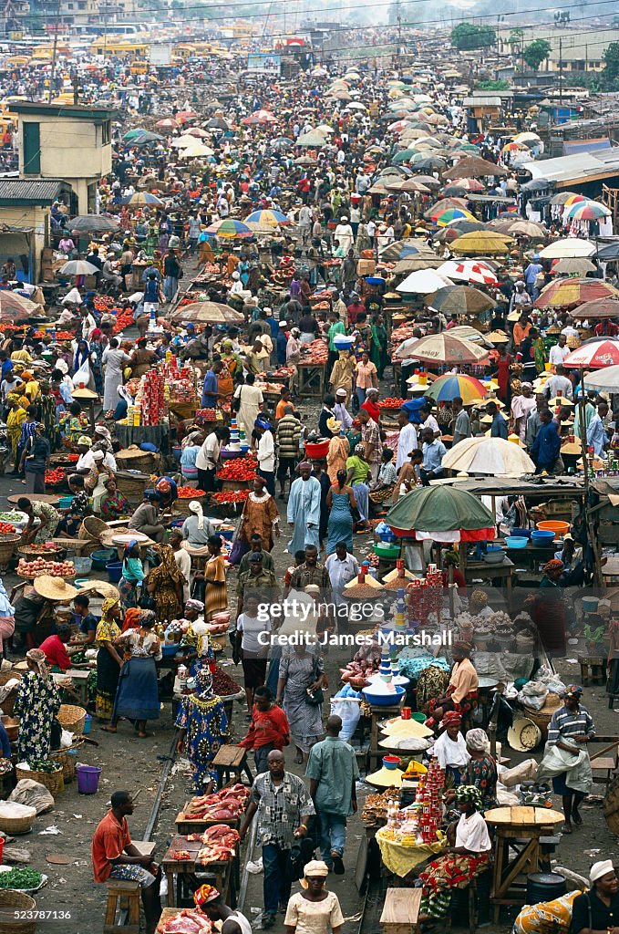 Crowded Oshodi Market in Nigeria