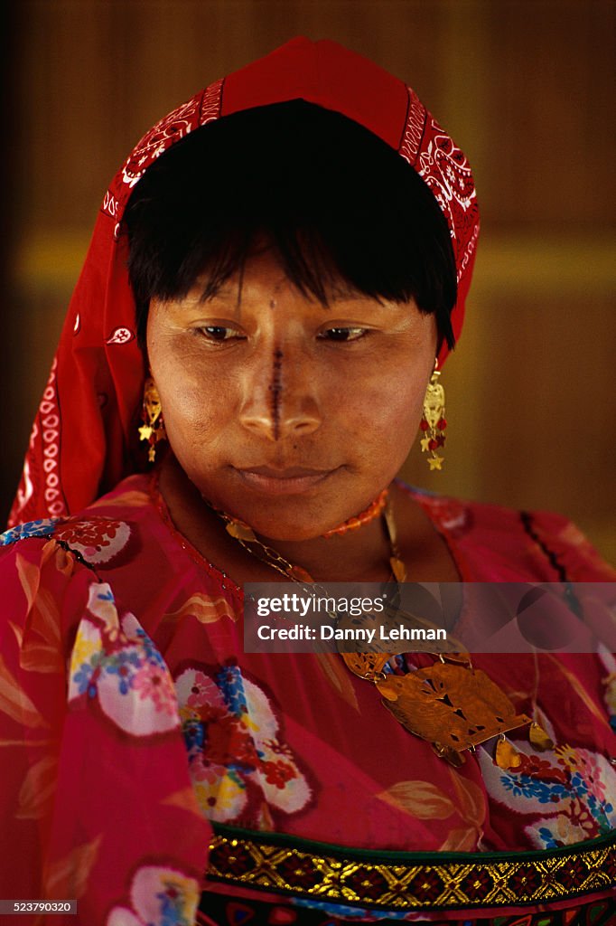 Cuna Woman Wearing Traditional Dress