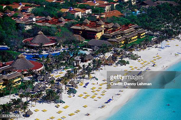 aerial view of iberostar resort at playa del carmen - playa del carmen stock-fotos und bilder