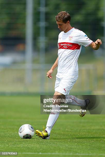 Daniel Schwaab of VfB Stuttgart in action during the DFL Media Day on July 18, 2013 in Stuttgart, Germany.