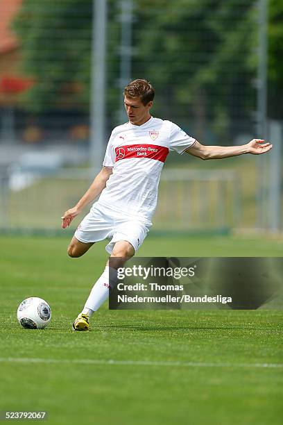 Daniel Schwaab of VfB Stuttgart in action during the DFL Media Day on July 18, 2013 in Stuttgart, Germany.