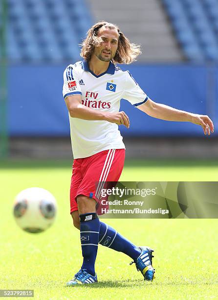 Petr Jiracek of Hamburg in action during the Hamburger SV Media Day for DFL at Imtech Arena on July 24, 2013 in Hamburg, Germany.