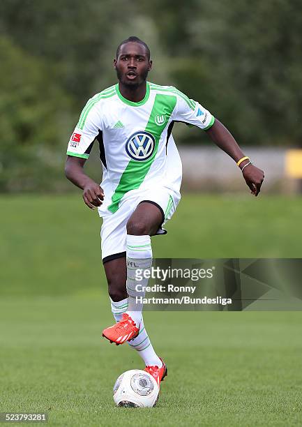 Giovanni Sio of Wolfsburg in action during the VfL Wolfsburg Media Day for DFL at the training ground of the team on July 18, 2013 in Wolfsburg,...
