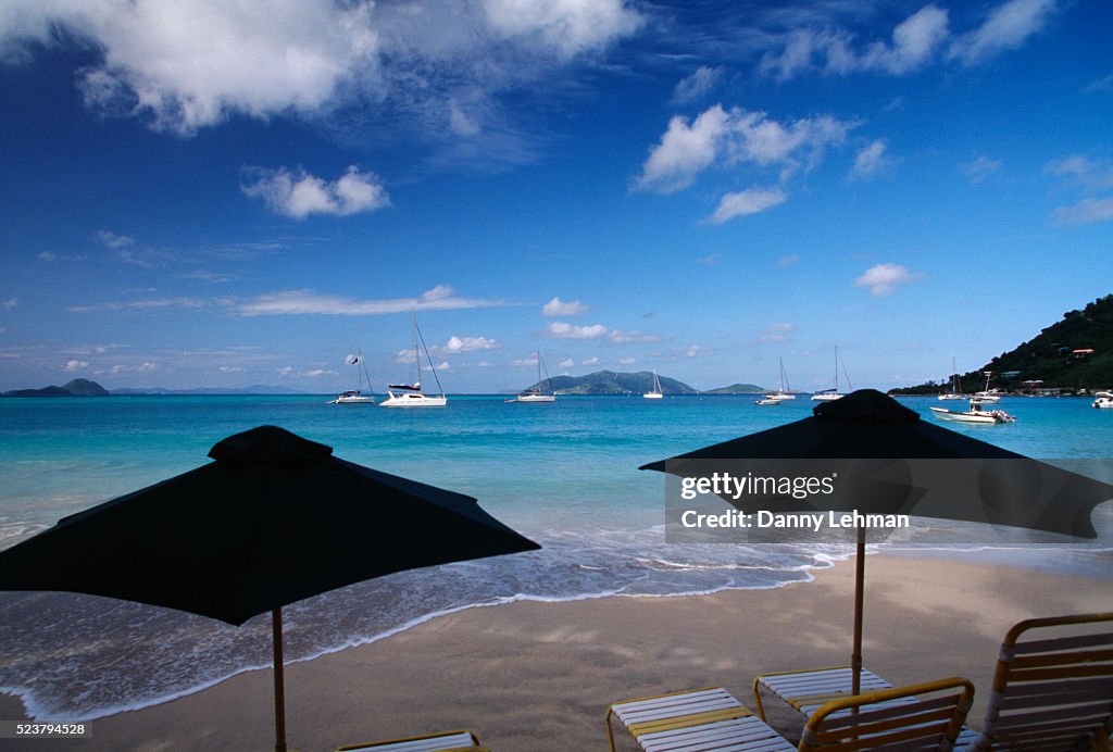 Beach Umbrellas at Cane Garden Bay on Tortola
