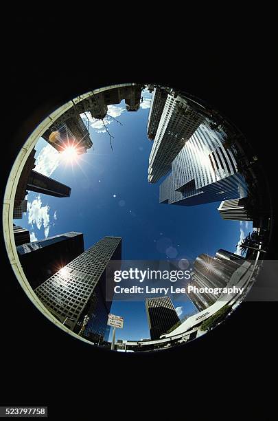 manhole view of los angeles - fish eye stock pictures, royalty-free photos & images