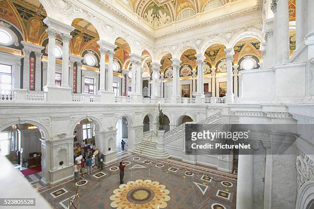 library of congress entry hall - library of congress interior stock pictures, royalty-free photos & images
