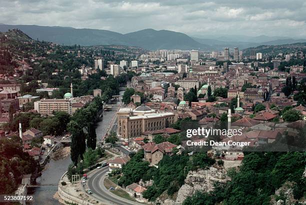 bosnia river in sarajevo - sarajevo stock pictures, royalty-free photos & images