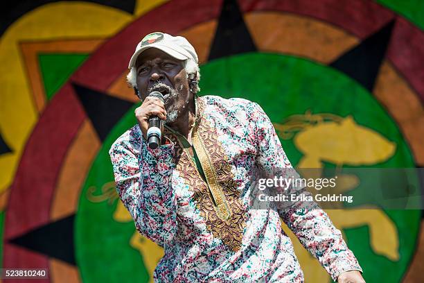 Alpha Blondy performs at Fair Grounds Race Course on April 23, 2016 in New Orleans, Louisiana.