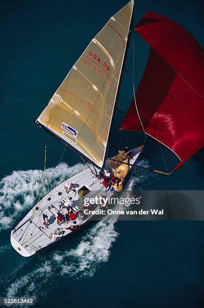 numbers sailing under spinnaker - spinnaker stock pictures, royalty-free photos & images