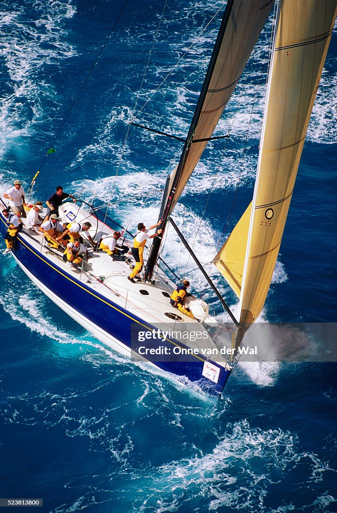 Bounder Sailboat Setting Spinnaker